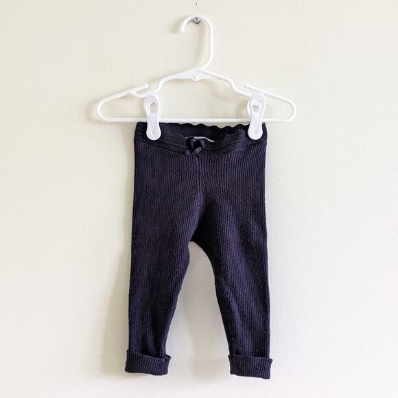 Zara Scalloped Rib Knit Navy Leggings Size 9/12m Deep Blue PLAY CONDITION - Picture 1 of 7